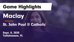 Maclay  vs St. John Paul II Catholic  Game Highlights - Sept. 8, 2020