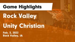 Rock Valley  vs Unity Christian  Game Highlights - Feb. 3, 2022