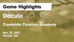Dacula  vs Creekside Christian Academy Game Highlights - Nov. 22, 2022