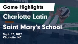 Charlotte Latin  vs Saint Mary's School Game Highlights - Sept. 17, 2022