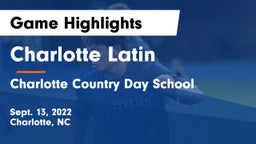 Charlotte Latin  vs Charlotte Country Day School Game Highlights - Sept. 13, 2022
