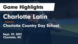 Charlotte Latin  vs Charlotte Country Day School Game Highlights - Sept. 29, 2022