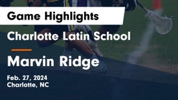 Charlotte Latin School vs Marvin Ridge  Game Highlights - Feb. 27, 2024