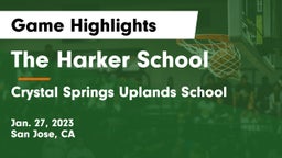The Harker School vs Crystal Springs Uplands School Game Highlights - Jan. 27, 2023
