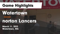Watertown  vs norton Lancers Game Highlights - March 11, 2022