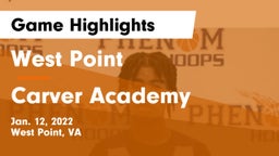 West Point  vs Carver Academy Game Highlights - Jan. 12, 2022
