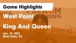 West Point  vs King And Queen  Game Highlights - Jan. 19, 2022