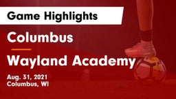 Columbus  vs Wayland Academy Game Highlights - Aug. 31, 2021