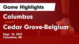 Columbus  vs Cedar Grove-Belgium  Game Highlights - Sept. 10, 2022