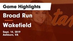 Broad Run  vs Wakefield  Game Highlights - Sept. 14, 2019