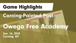 Corning-Painted Post  vs Owego Free Academy  Game Highlights - Jan. 16, 2018