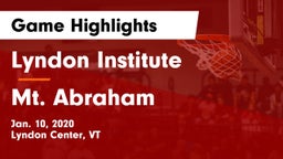 Lyndon Institute vs Mt. Abraham  Game Highlights - Jan. 10, 2020
