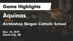 Aquinas  vs Archbishop Bergan Catholic School Game Highlights - Dec. 14, 2019