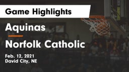 Aquinas  vs Norfolk Catholic  Game Highlights - Feb. 12, 2021