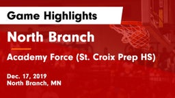 North Branch  vs Academy Force (St. Croix Prep HS) Game Highlights - Dec. 17, 2019