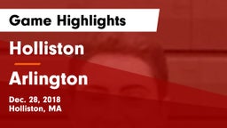 Holliston  vs Arlington  Game Highlights - Dec. 28, 2018