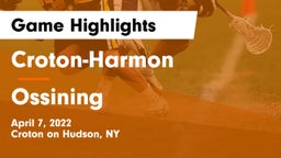Croton-Harmon  vs Ossining  Game Highlights - April 7, 2022