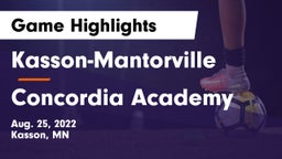 Kasson-Mantorville  vs Concordia Academy Game Highlights - Aug. 25, 2022