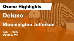 Delano  vs Bloomington Jefferson  Game Highlights - Feb. 1, 2020