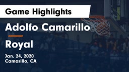 Adolfo Camarillo  vs Royal  Game Highlights - Jan. 24, 2020