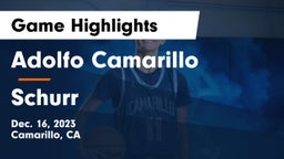 Adolfo Camarillo  vs Schurr  Game Highlights - Dec. 16, 2023
