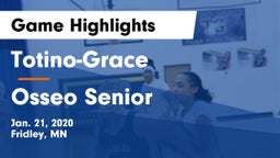 Totino-Grace  vs Osseo Senior  Game Highlights - Jan. 21, 2020