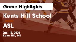 Kents Hill School vs ASL Game Highlights - Jan. 19, 2020