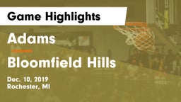 Adams  vs Bloomfield Hills  Game Highlights - Dec. 10, 2019
