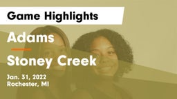 Adams  vs Stoney Creek  Game Highlights - Jan. 31, 2022