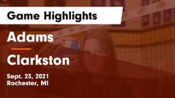 Adams  vs Clarkston  Game Highlights - Sept. 23, 2021