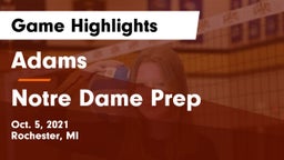 Adams  vs Notre Dame Prep  Game Highlights - Oct. 5, 2021