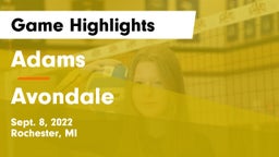 Adams  vs Avondale  Game Highlights - Sept. 8, 2022