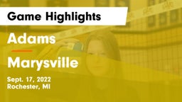 Adams  vs Marysville  Game Highlights - Sept. 17, 2022