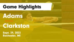 Adams  vs Clarkston  Game Highlights - Sept. 29, 2022