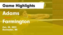 Adams  vs Farmington  Game Highlights - Oct. 20, 2022