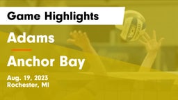 Adams  vs Anchor Bay  Game Highlights - Aug. 19, 2023