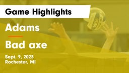 Adams  vs Bad axe Game Highlights - Sept. 9, 2023