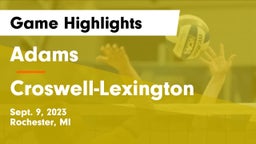 Adams  vs Croswell-Lexington  Game Highlights - Sept. 9, 2023