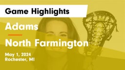 Adams  vs North Farmington  Game Highlights - May 1, 2024