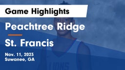 Peachtree Ridge  vs St. Francis  Game Highlights - Nov. 11, 2023