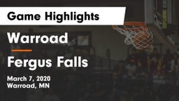 Warroad  vs Fergus Falls  Game Highlights - March 7, 2020