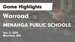 Warroad  vs MENAHGA PUBLIC SCHOOLS Game Highlights - Jan. 5, 2024