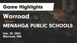 Warroad  vs MENAHGA PUBLIC SCHOOLS Game Highlights - Feb. 29, 2024