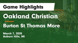 Oakland Christian  vs Burton St Thomas More Game Highlights - March 7, 2020