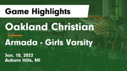 Oakland Christian  vs Armada  - Girls Varsity Game Highlights - Jan. 10, 2022