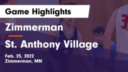 Zimmerman  vs St. Anthony Village  Game Highlights - Feb. 25, 2022
