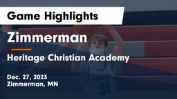 Zimmerman  vs Heritage Christian Academy  Game Highlights - Dec. 27, 2023