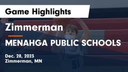 Zimmerman  vs MENAHGA PUBLIC SCHOOLS Game Highlights - Dec. 28, 2023