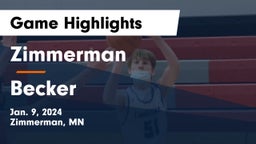 Zimmerman  vs Becker  Game Highlights - Jan. 9, 2024