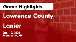 Lawrence County  vs Lanier  Game Highlights - Jan. 10, 2020